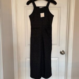ZARA ONE PIECE HEATHER BLACK GRAY SQUARE NECK JUMPER JUMPSUIT OVERALLS SZ 11-12